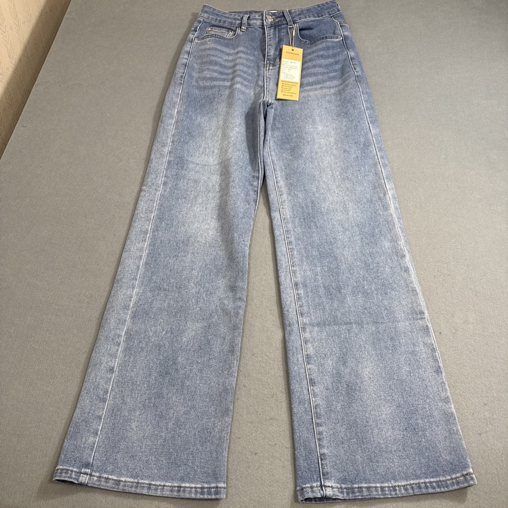 JEANS BAGGY WIDE LEG WOMENS SM HDLTE Loose Boyfriend   Blue High Waist Denim NWT